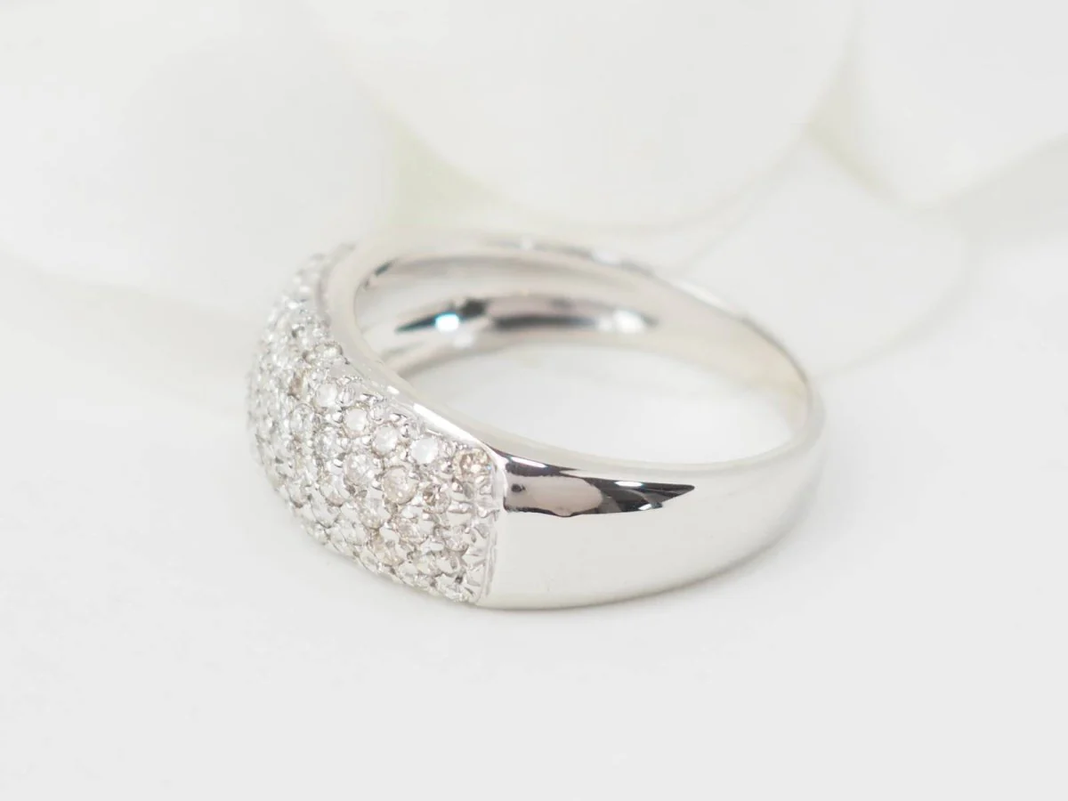 Bague jonc en or blanc et diamants - Image 6