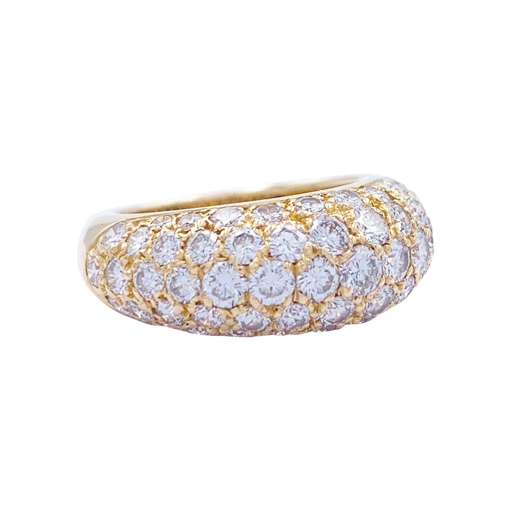 Bague jonc en or jaune, diamants