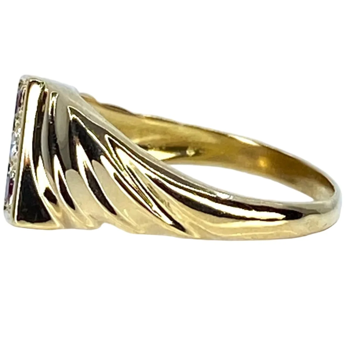 Bague Jonc en or jaune, diamants et rubis - Image 4