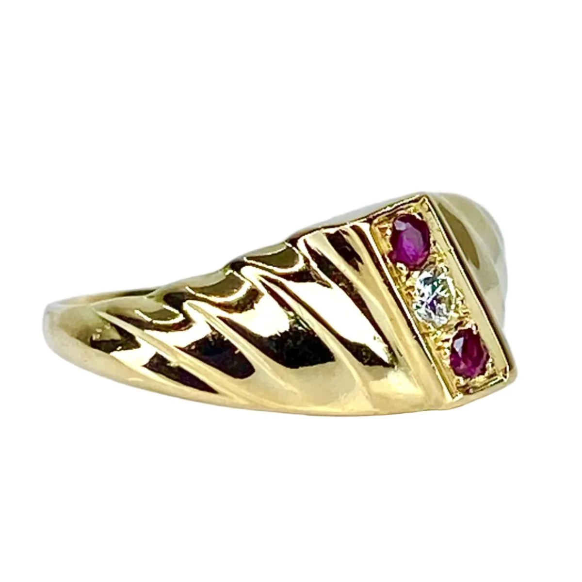 Bague Jonc en or jaune, diamants et rubis - Image 5