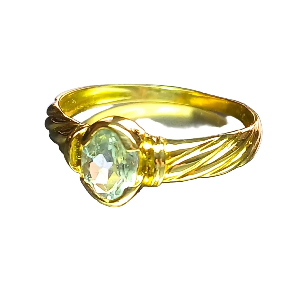 Bague Jonc en or jaune et aigue-marine - Image 3