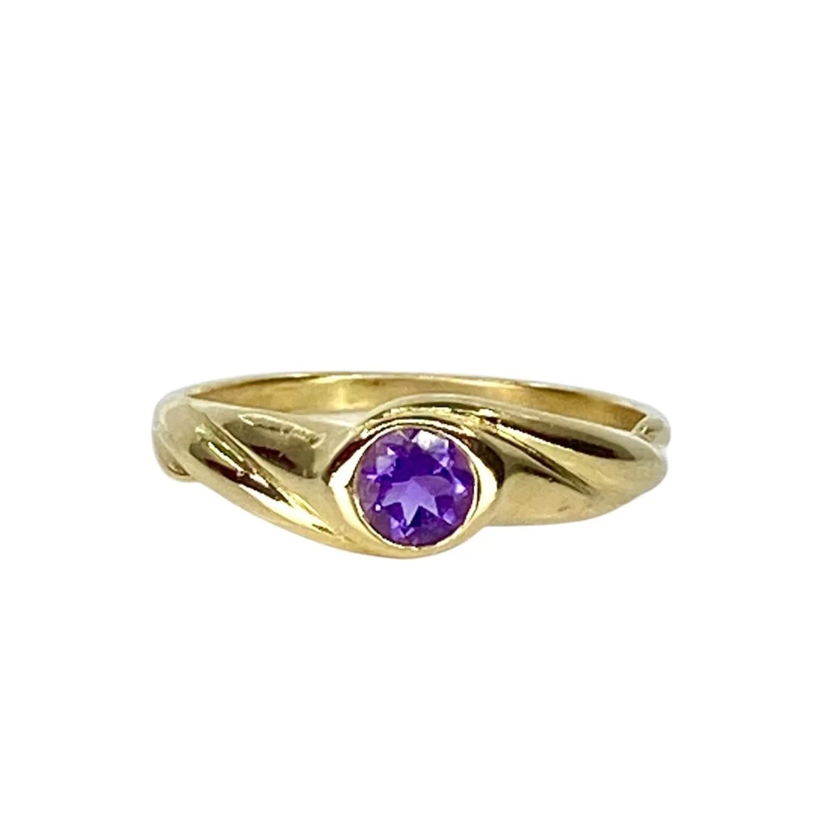 Bague Jonc en or jaune et améthyste
