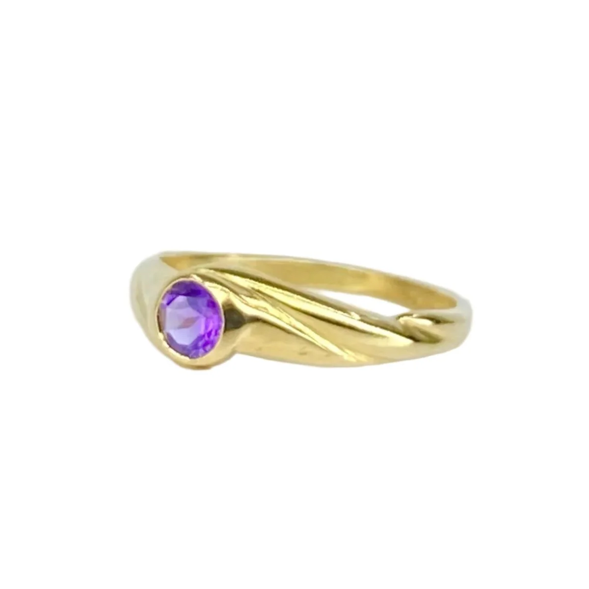 Bague Jonc en or jaune et améthyste - Image 3