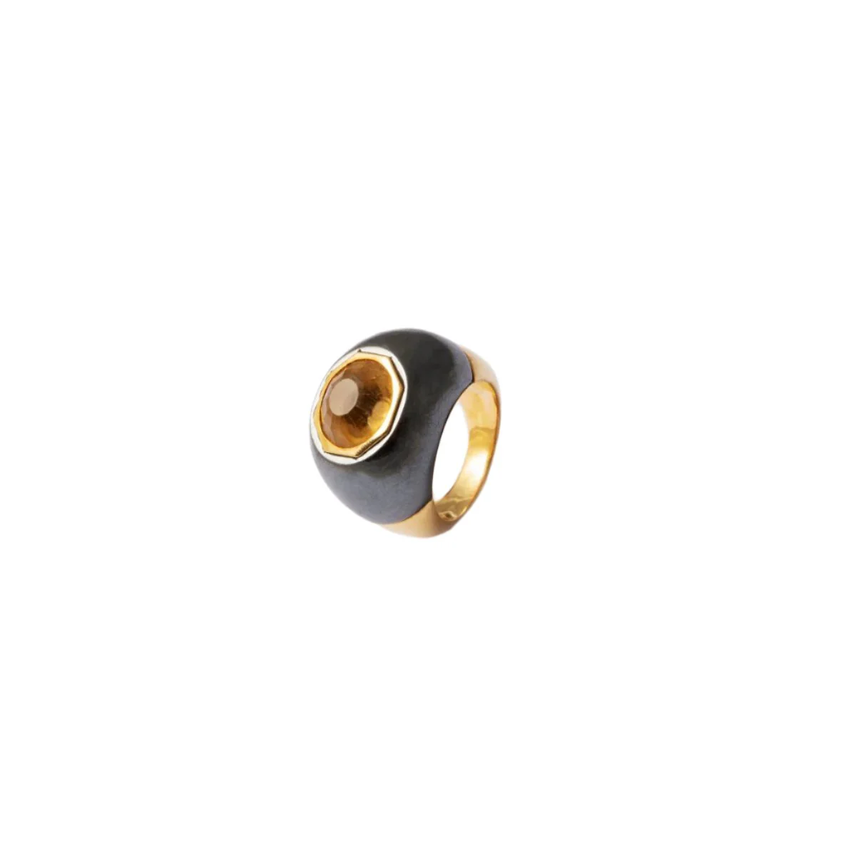 Bague Jonc en or jaune et citrine - Image 4