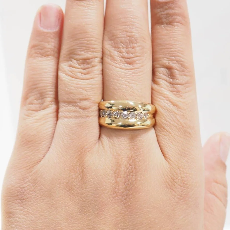 Bague Jonc en or jaune et diamants - Image 2