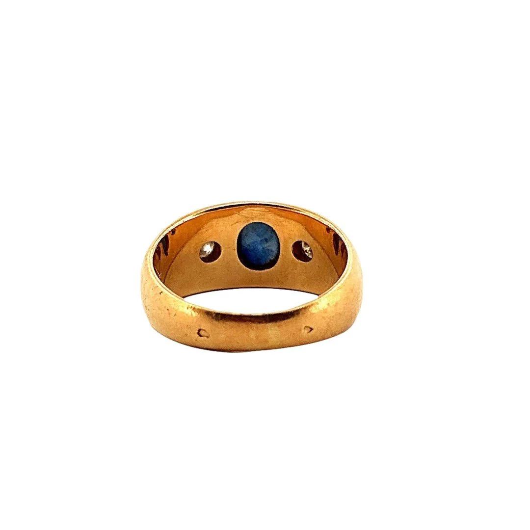 Bague Jonc en or jaune, saphir et diamants - Image 4