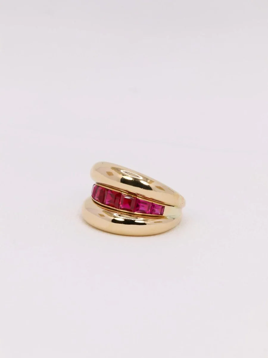 Bague jonc or jaune rubis calibrés - Image 3
