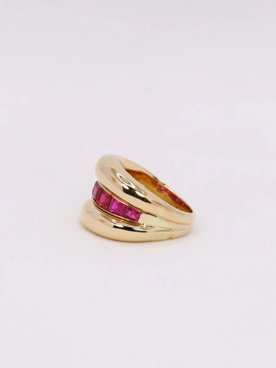 Bague jonc or jaune rubis calibrés - Image 4