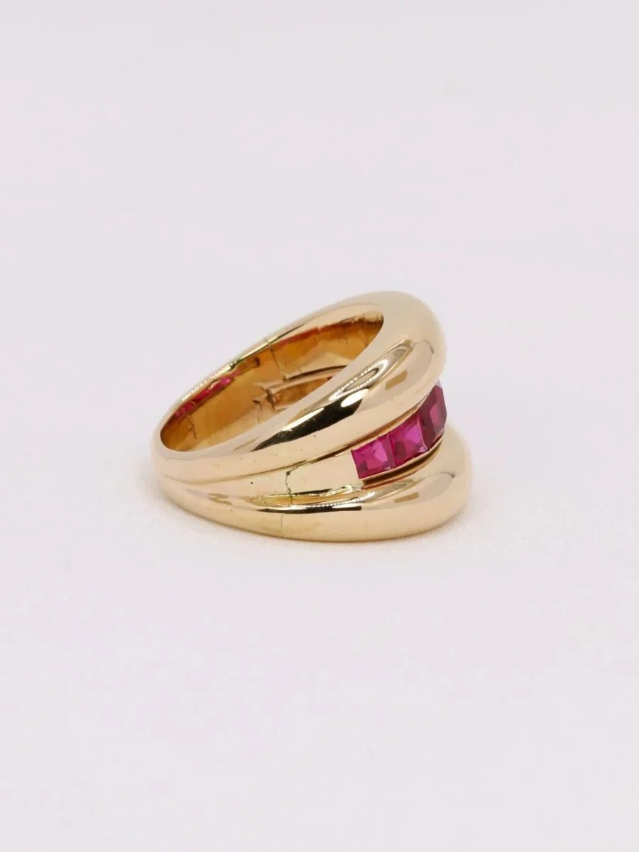 Bague jonc or jaune rubis calibrés - Image 6