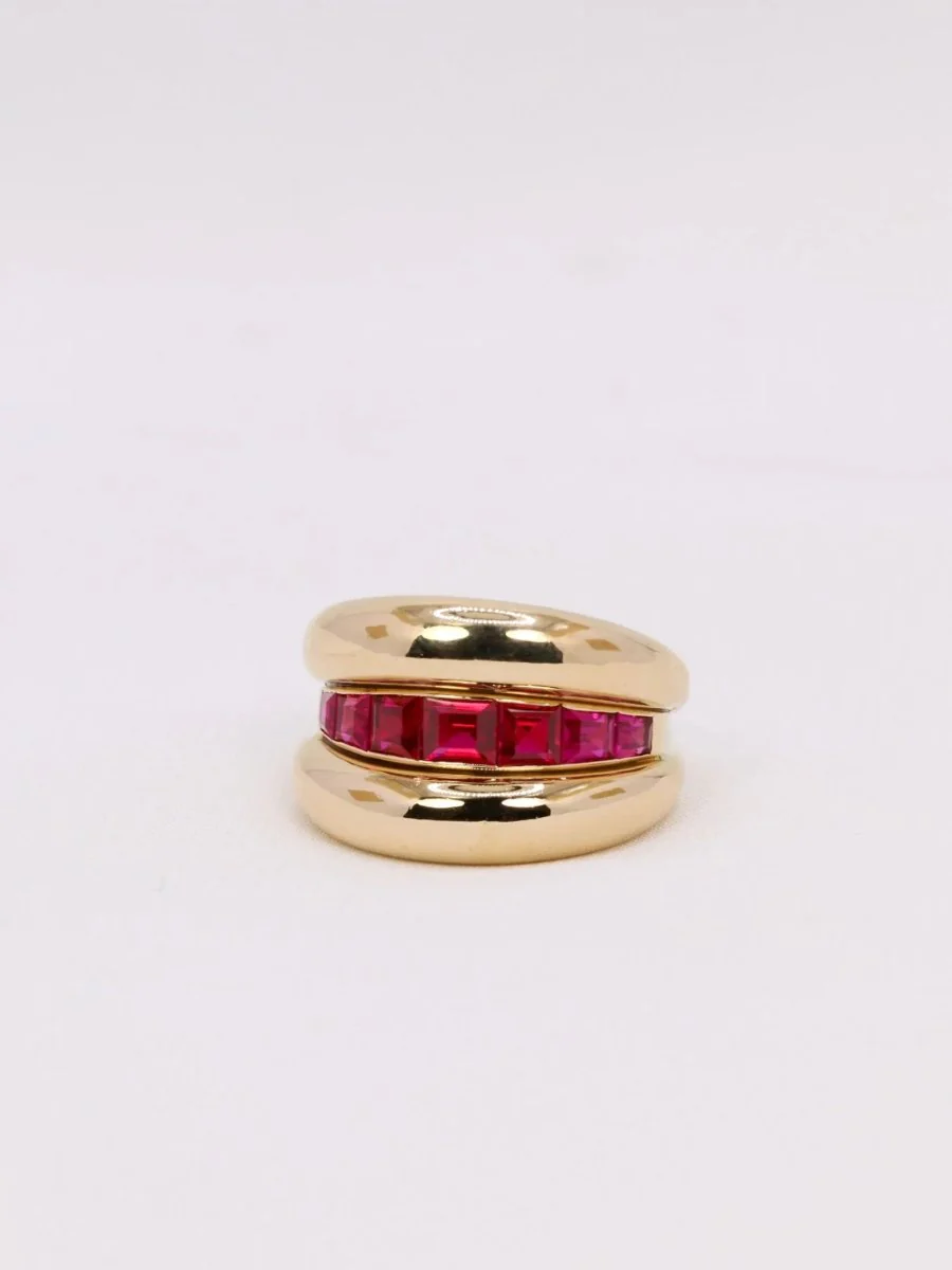 Bague jonc or jaune rubis calibrés - Image 8
