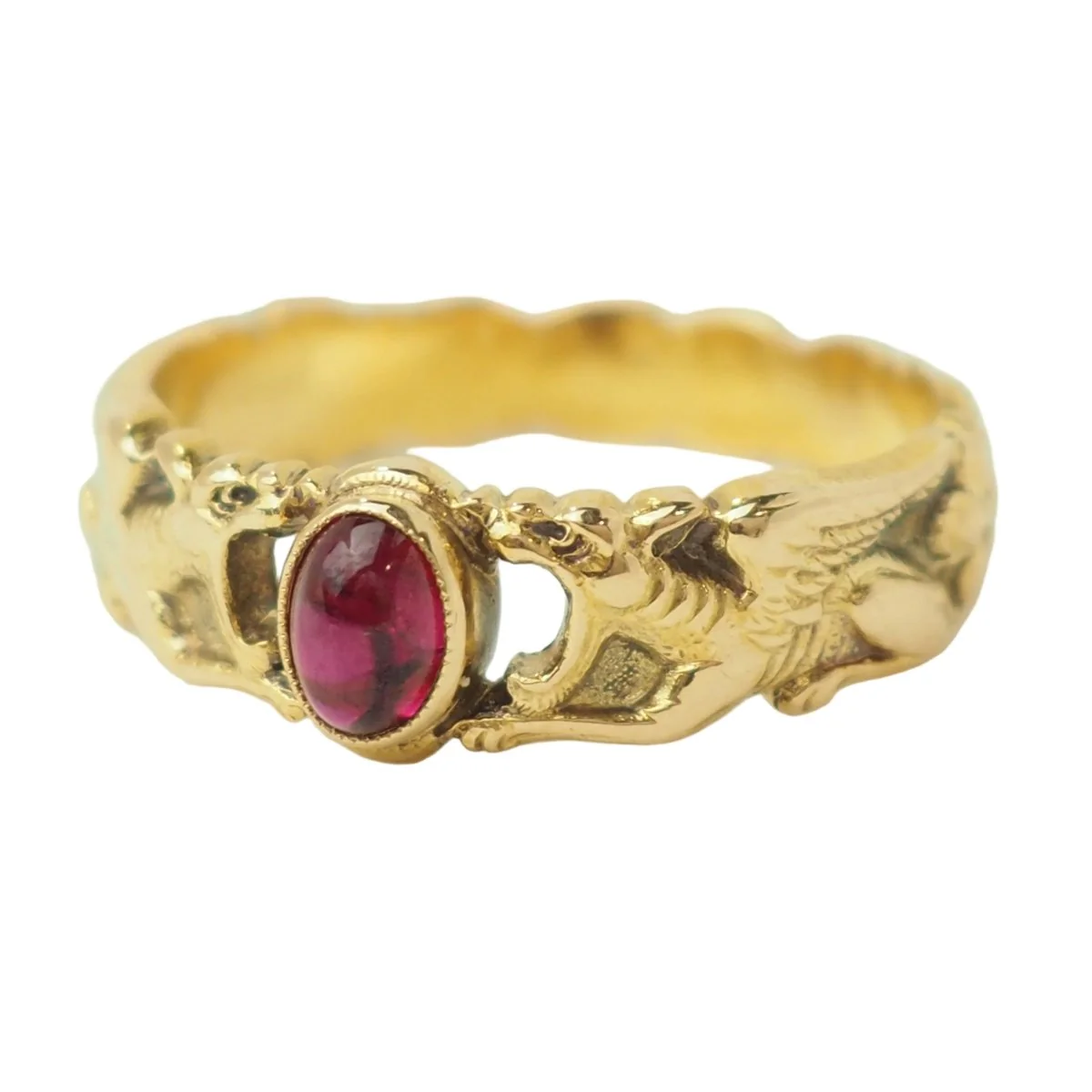 Bague Jonc en or jaune et rubis - Image 3