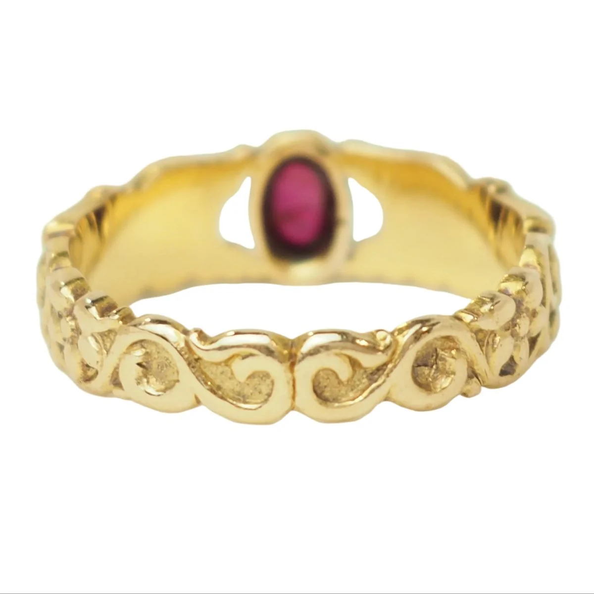 Bague Jonc en or jaune et rubis - Image 4
