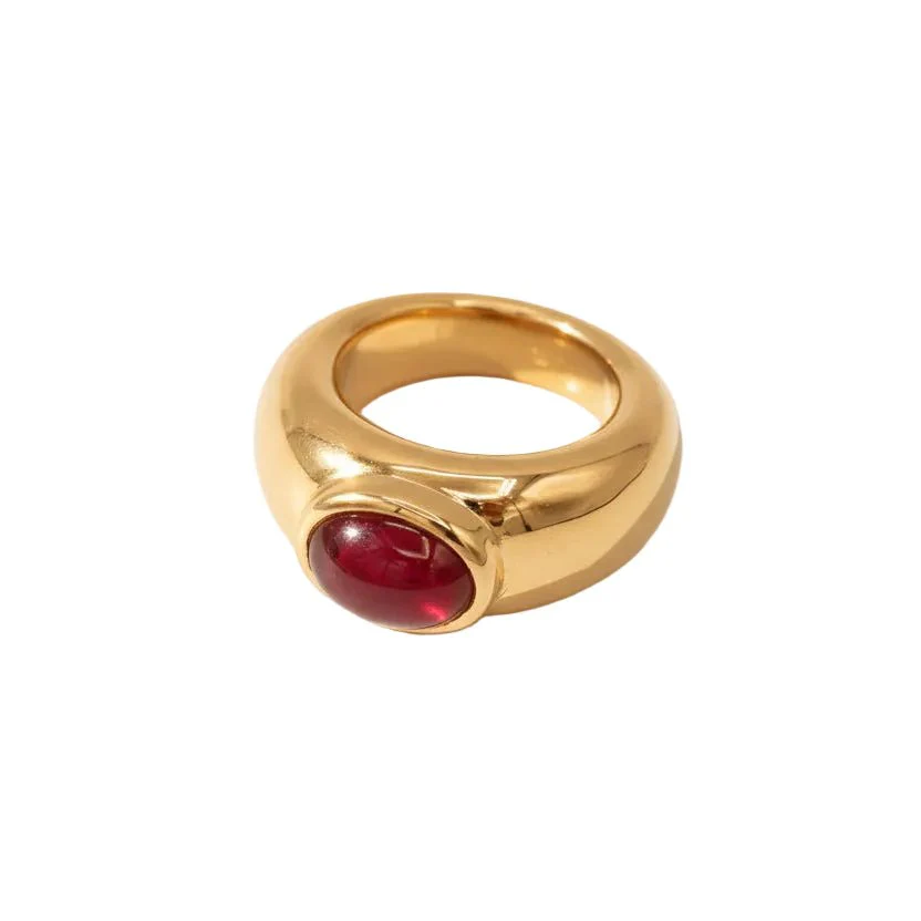 Bague Jonc en or jaune et rubis - Image 3