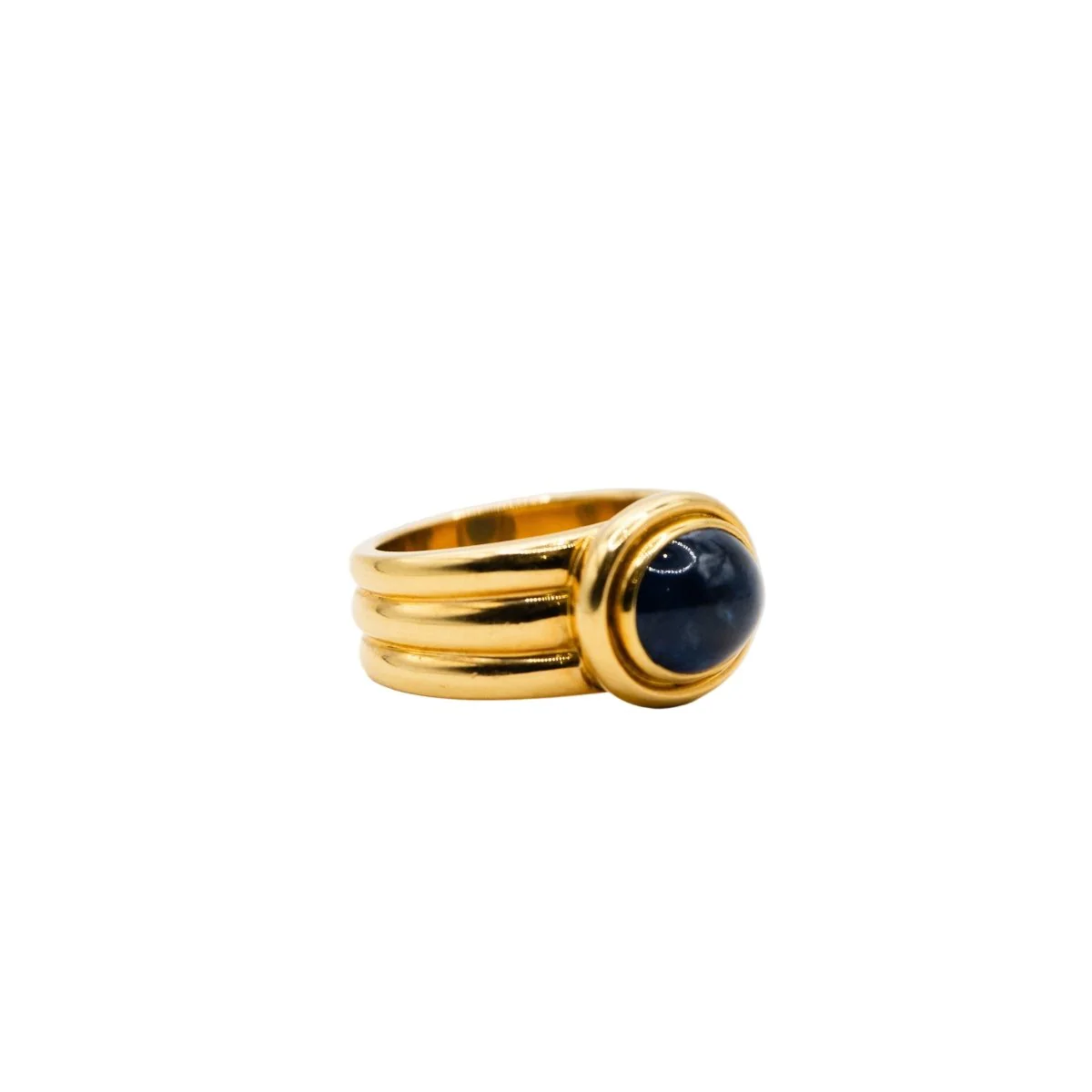 Bague Jonc en or jaune et saphir - Image 5