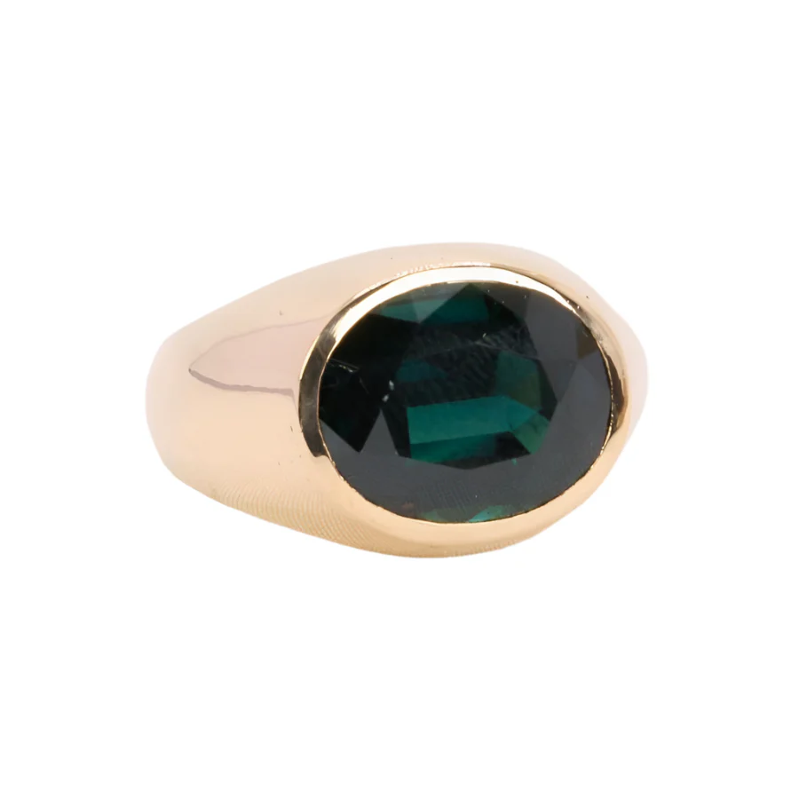 Bague Jonc en or jaune et saphir Teal - Image 3