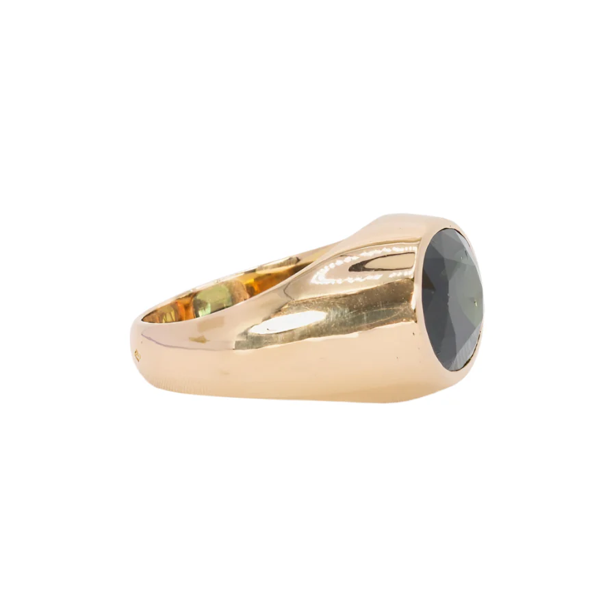 Bague Jonc en or jaune et saphir Teal - Image 4