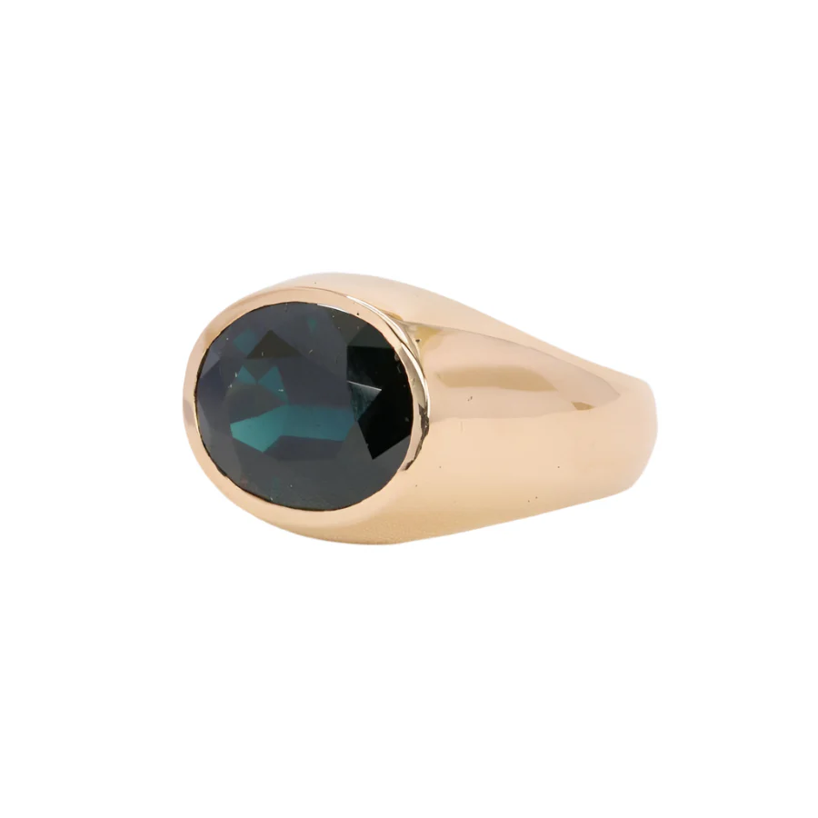 Bague Jonc en or jaune et saphir Teal - Image 7