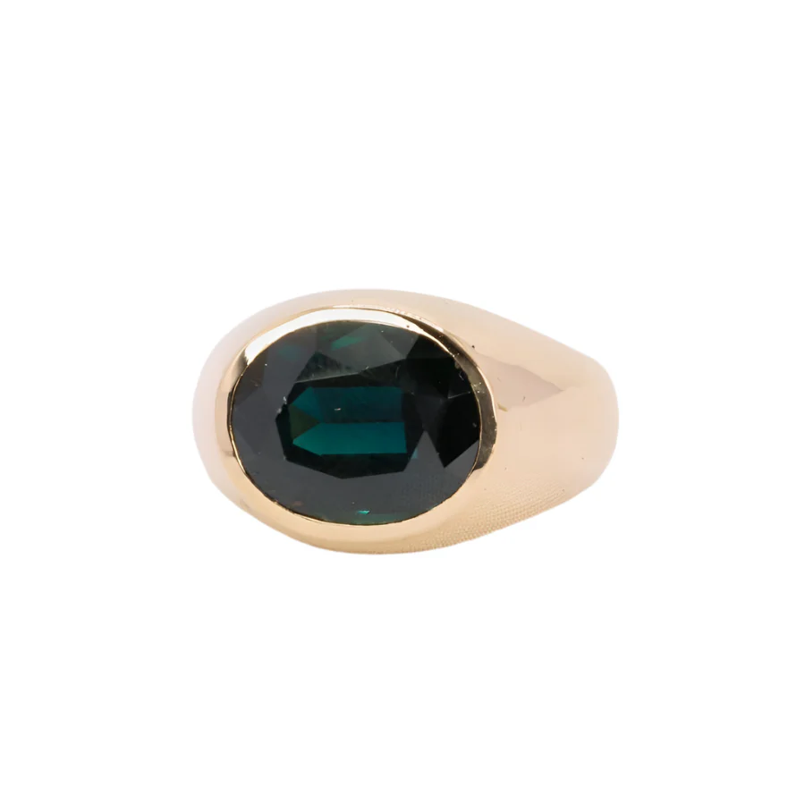 Bague Jonc en or jaune et saphir Teal - Image 8