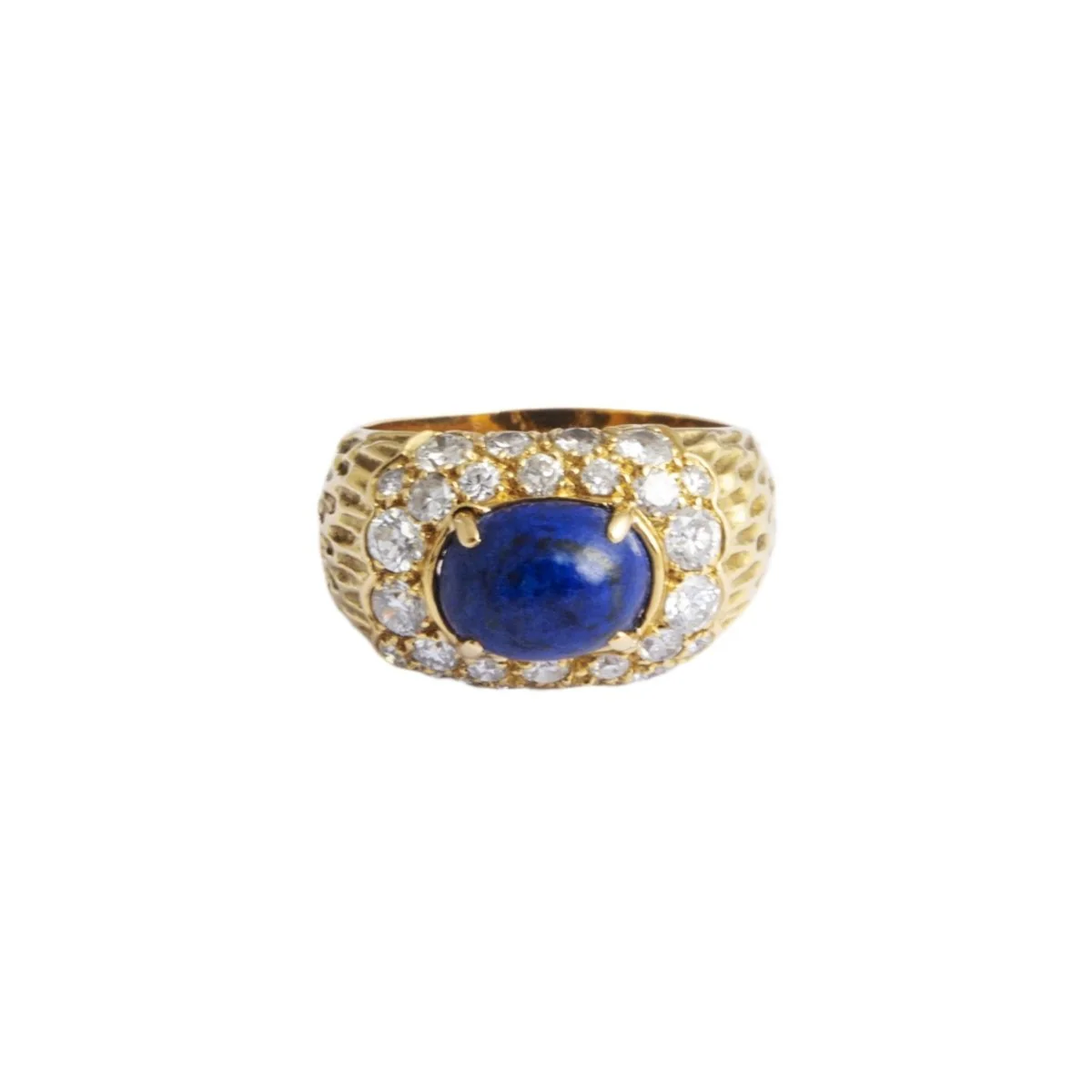 Bague Jonc en or jaune, lapis-lazuli et diamants