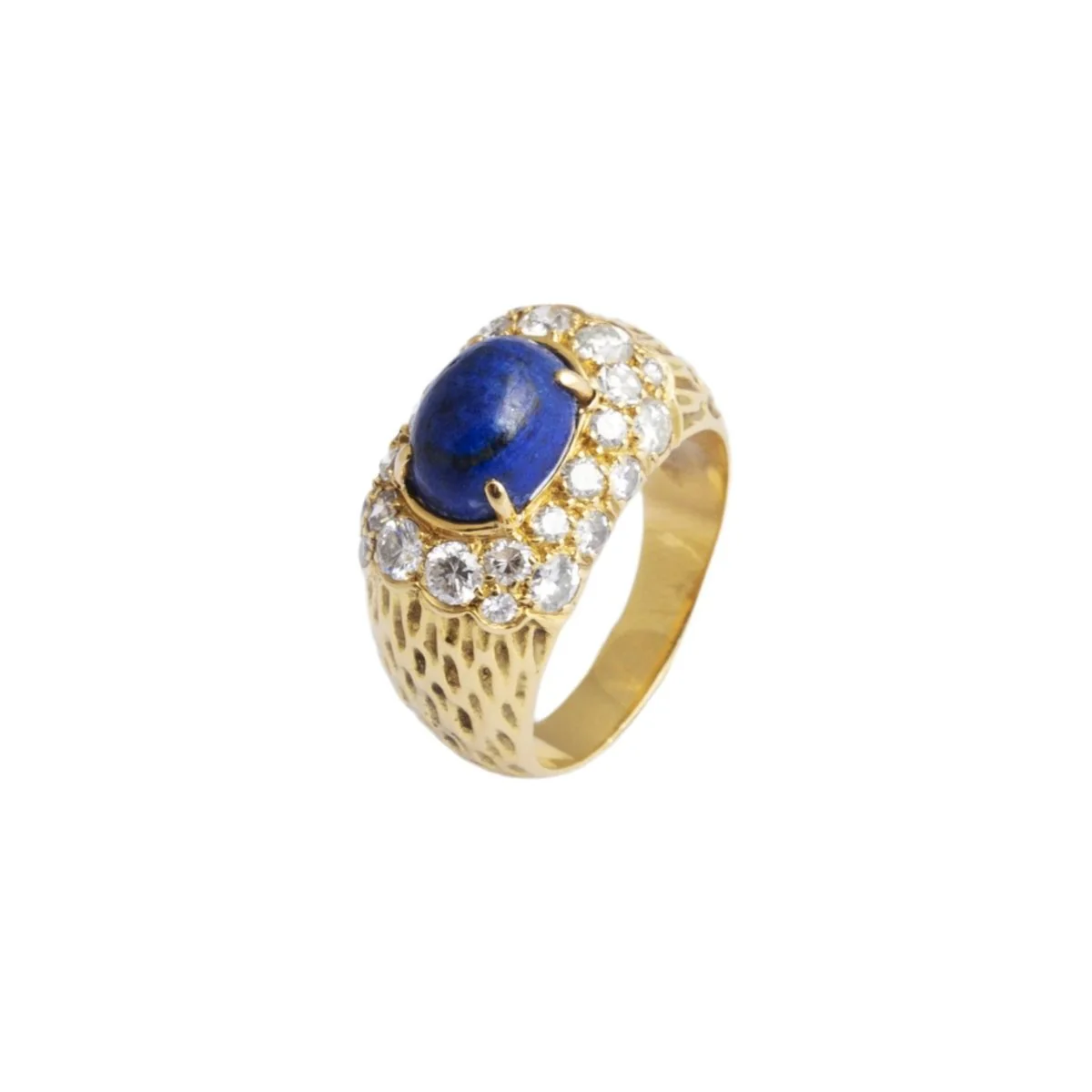 Bague Jonc en or jaune, lapis-lazuli et diamants - Image 5