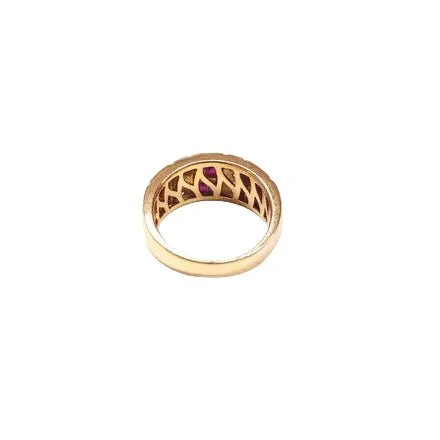 Bague Jonc en or jaune, rubis et diamants - Image 3