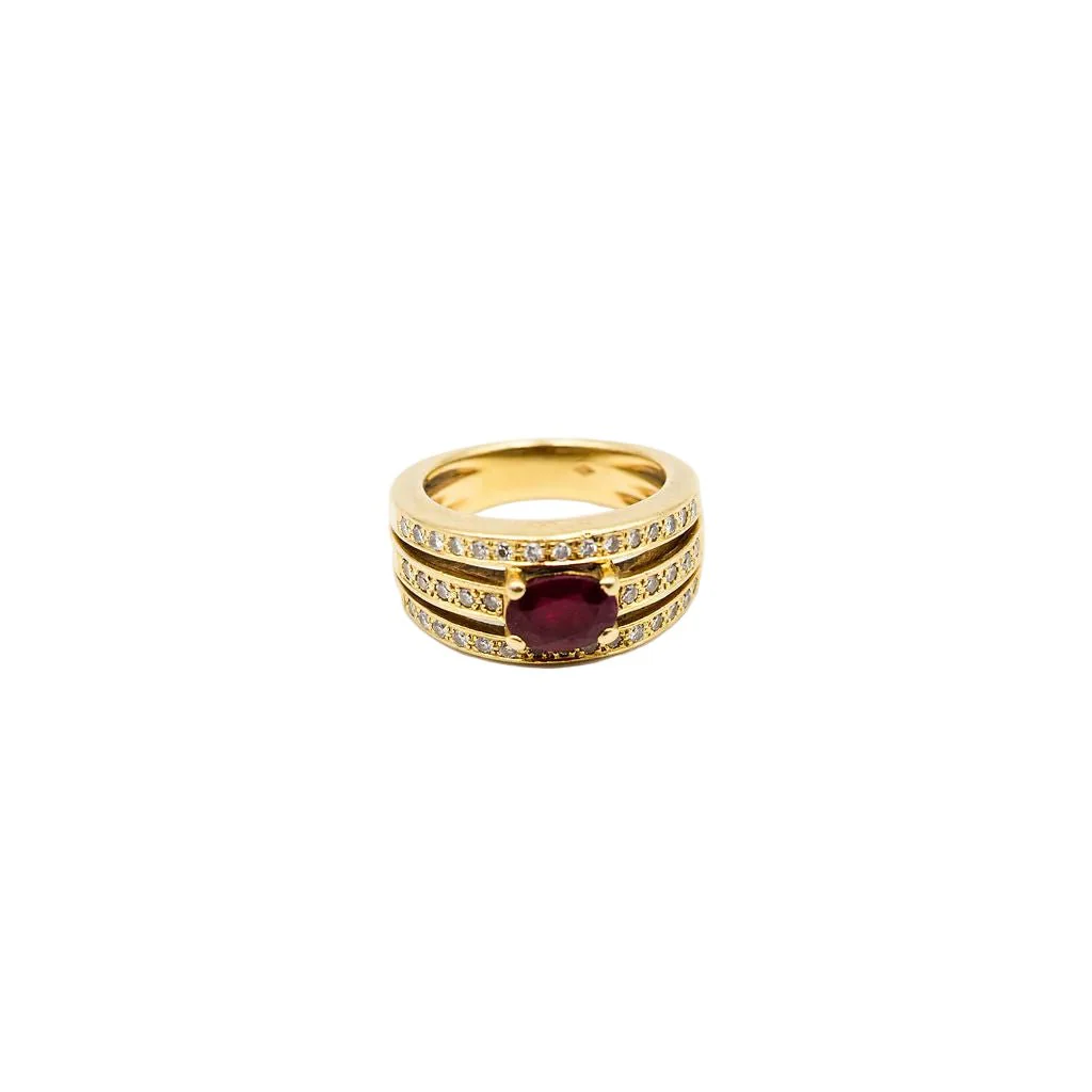 Bague Jonc en or jaune, rubis et diamants - Image 6