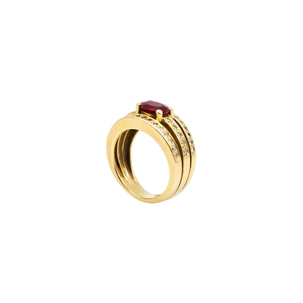 Bague Jonc en or jaune, rubis et diamants - Image 7