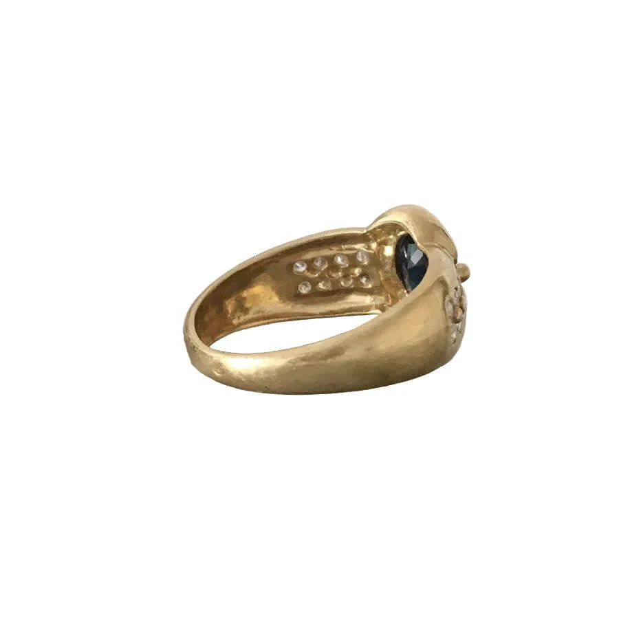 Bague Jonc en or jaune, saphir et diamants - Image 5
