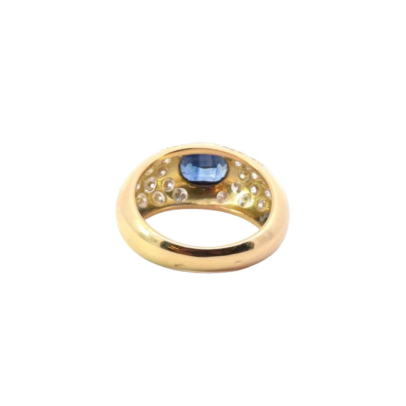 Bague Jonc en or jaune, saphir et diamants - Image 4