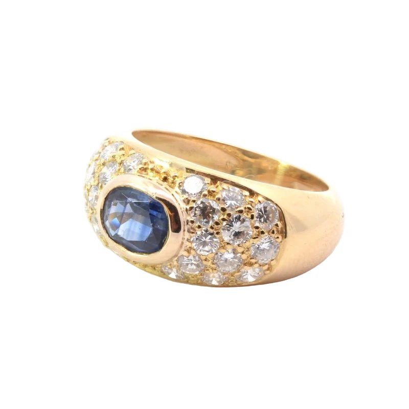 Bague Jonc en or jaune, saphir et diamants - Image 5