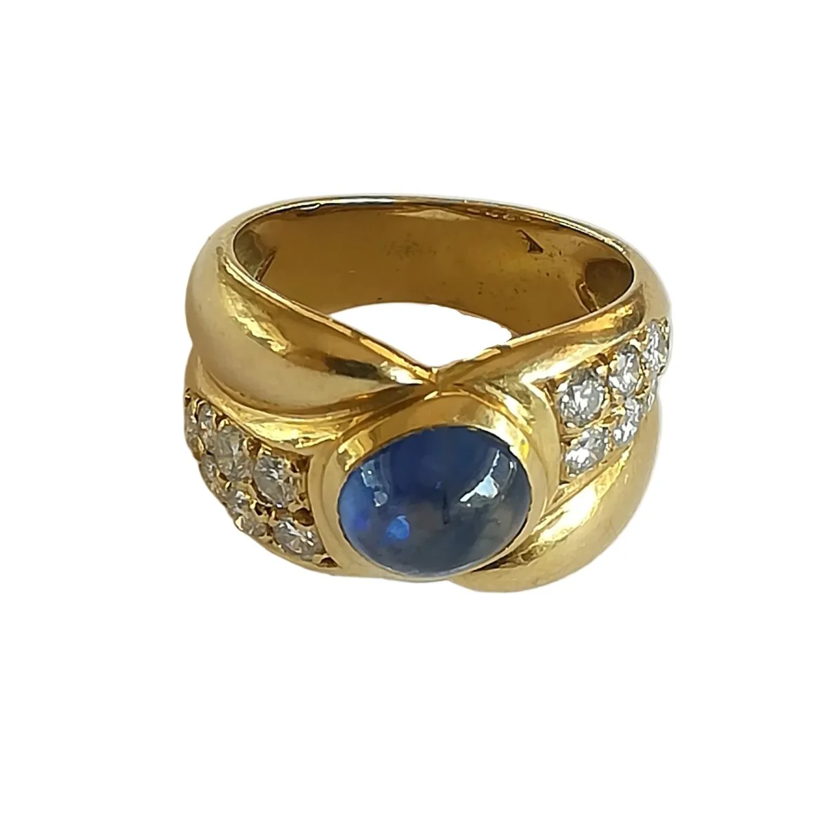 Bague Jonc en or jaune, saphir et diamants