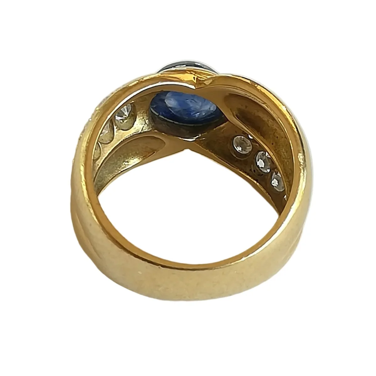 Bague Jonc en or jaune, saphir et diamants - Image 4