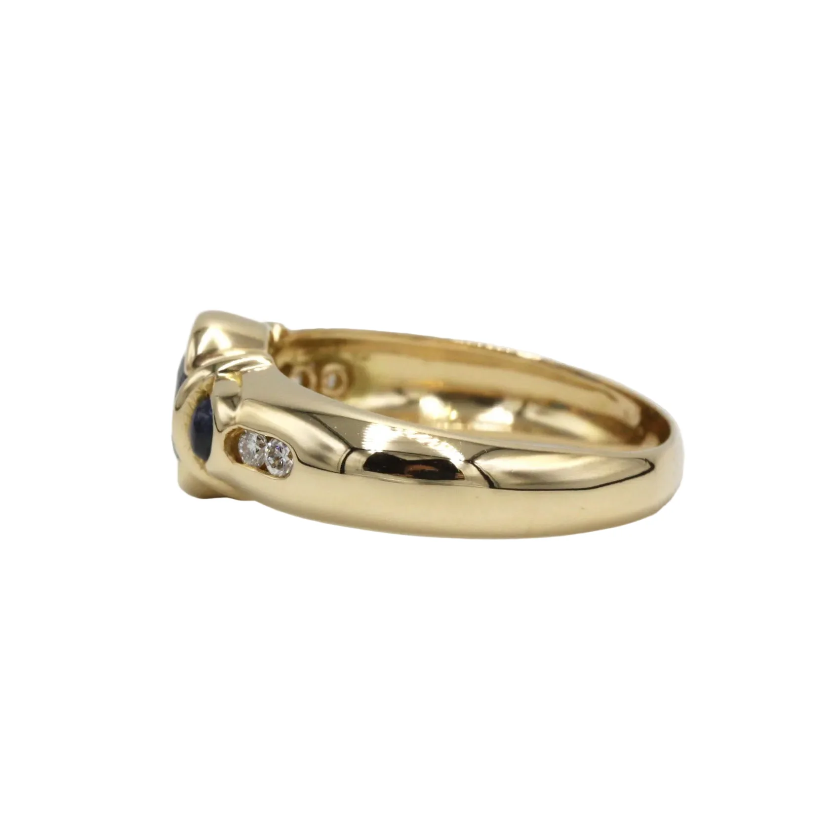 Bague Jonc en or jaune, saphirs et diamants - Image 3