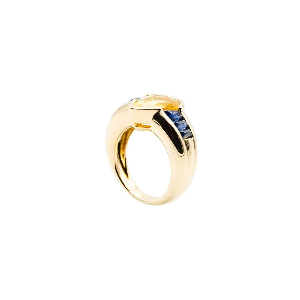 Bague Jonc en or jaune et saphirs - Image 5