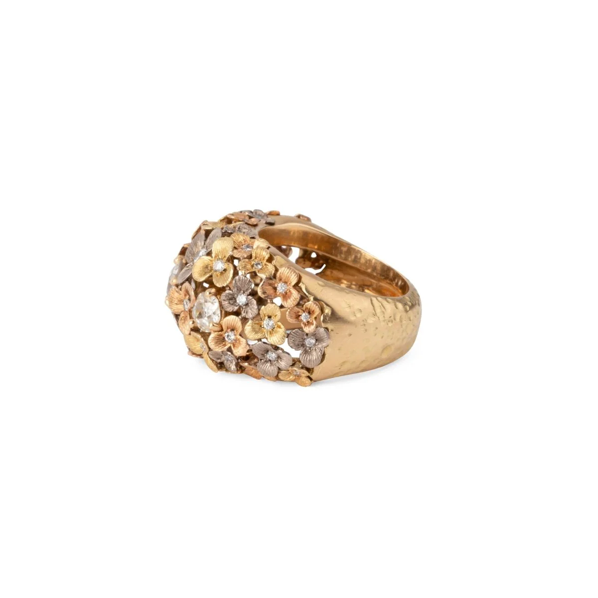 Bague 3 ors ornée de décor floral intercalée de diamant - Image 3