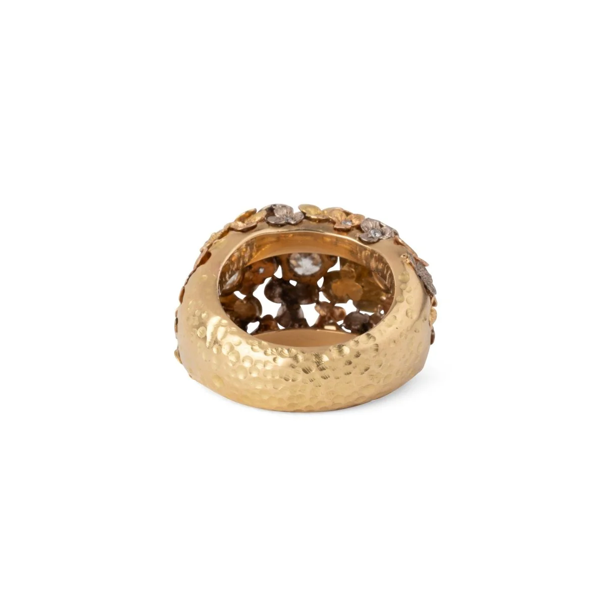 Bague 3 ors ornée de décor floral intercalée de diamant - Image 5