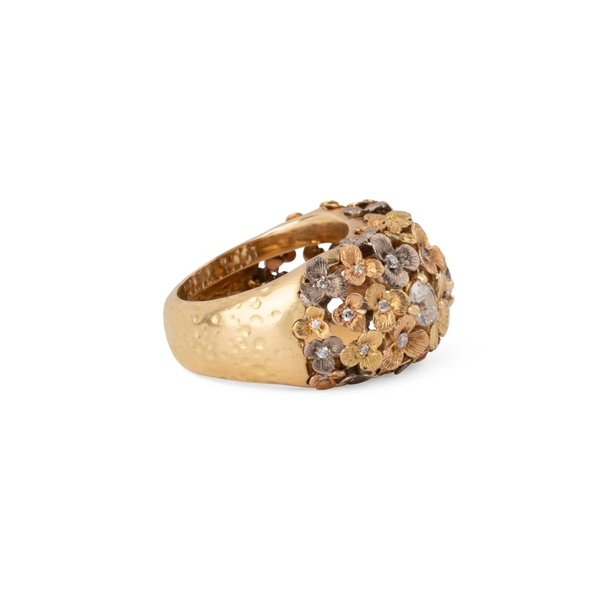 Bague 3 ors ornée de décor floral intercalée de diamant - Image 7