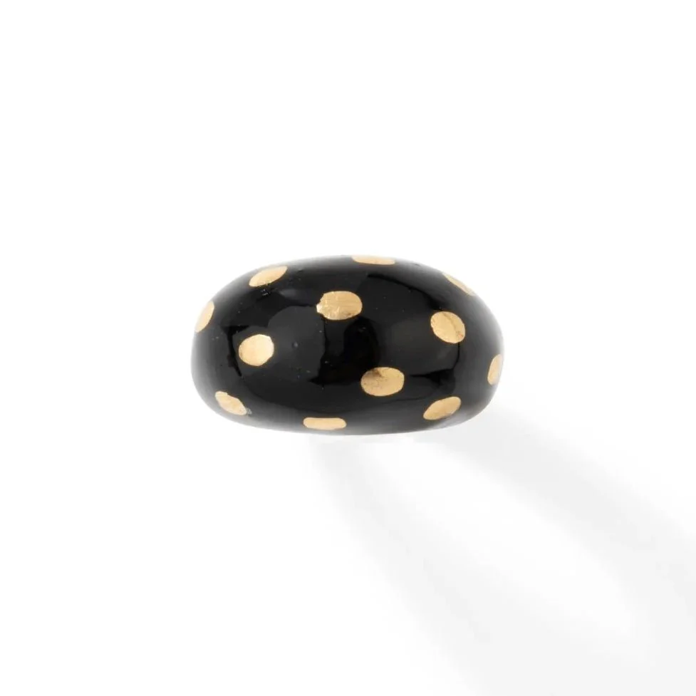 Bague Jonc FRED en or jaune et émail noir