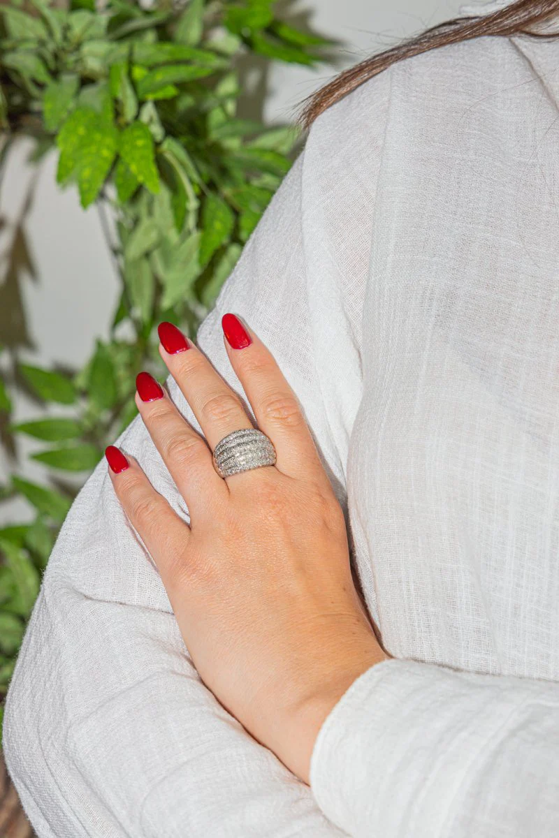 Bague Jonc en or blanc et diamants - Image 2