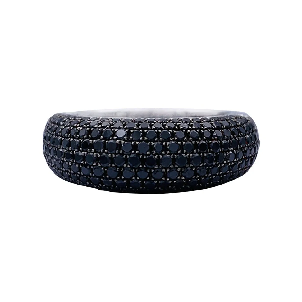 Bague Jonc en or blanc et diamants noirs