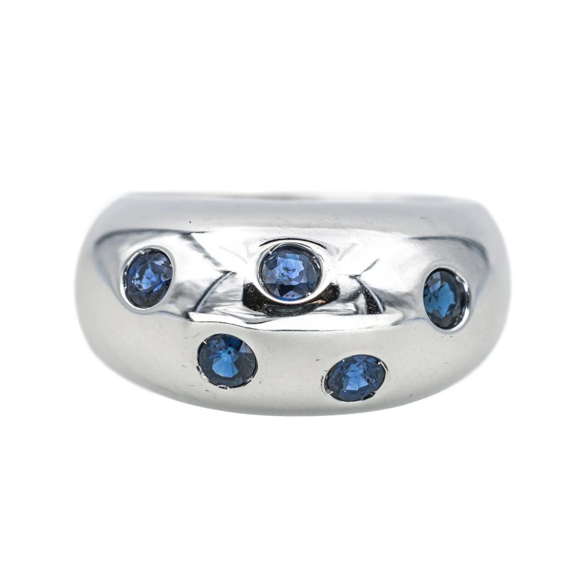 Bague Jonc en or blanc et saphir