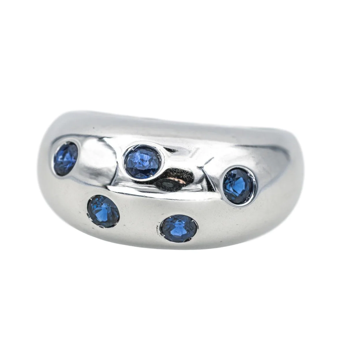 Bague Jonc en or blanc et saphir - Image 3