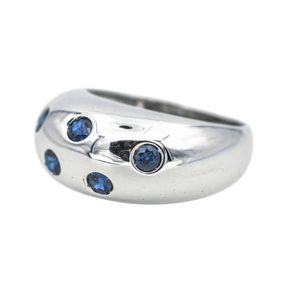 Bague Jonc en or blanc et saphir - Image 4