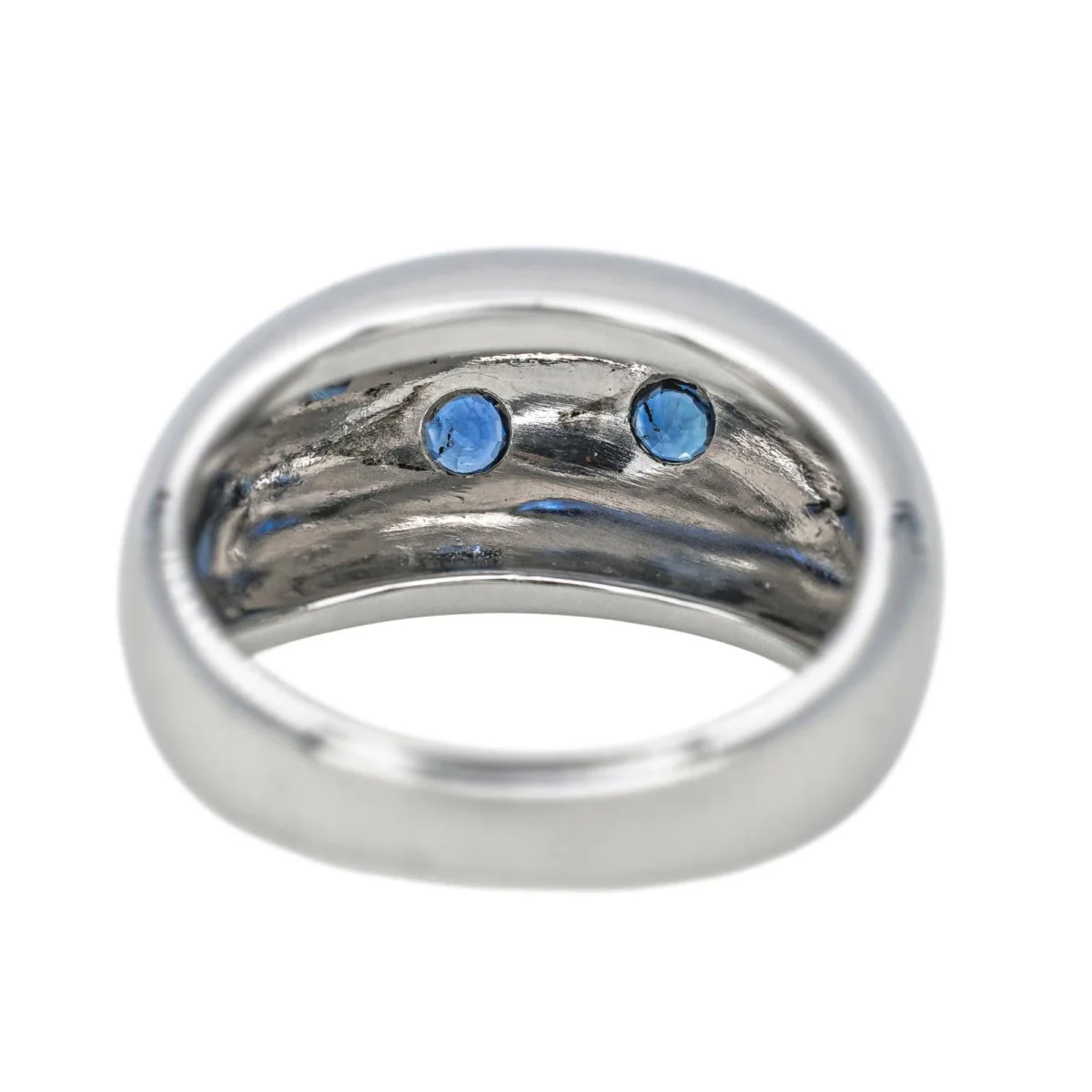 Bague Jonc en or blanc et saphir - Image 5