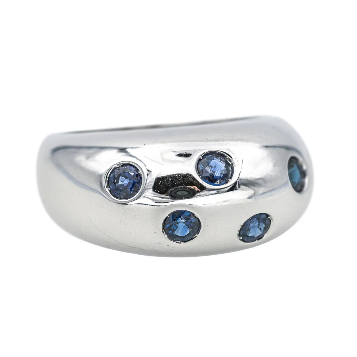 Bague Jonc en or blanc et saphir - Image 6