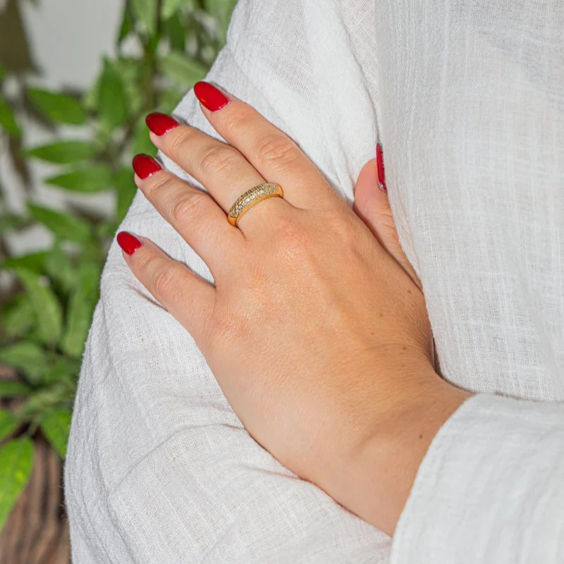 Bague Jonc en or jaune et diamants - Image 2