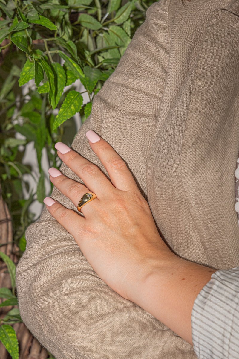 Bague Jonc en or jaune et diamant - Image 2
