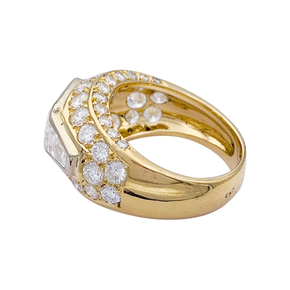 Bague jonc, or jaune, diamants. - Image 5