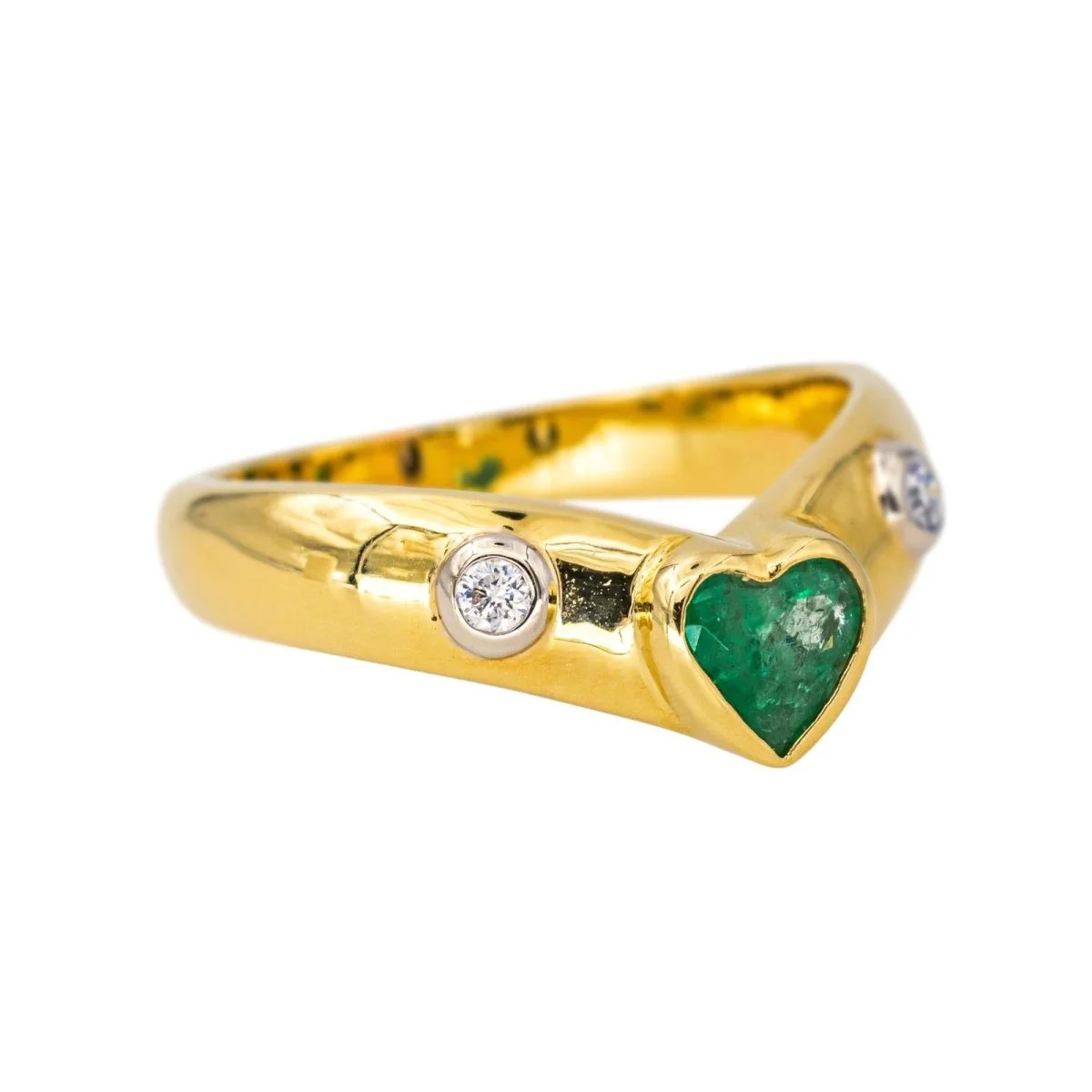 Bague Jonc en or jaune, émeraude et diamants - Image 6