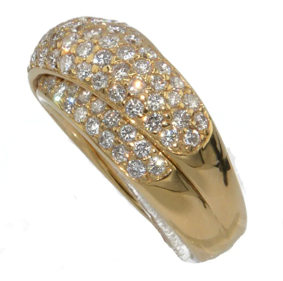 Bague jonc or jaune entièrement pavée de  diamant - Image 2